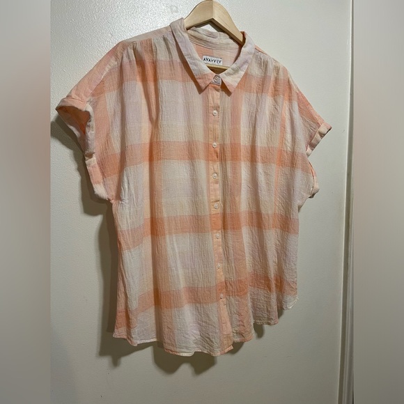AVA&VIV peach button down - Picture 3 of 6